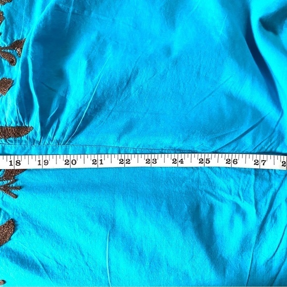 Veranéis Boho Embroidered V-Neck Long Sleeves Turquoise Pullover Tunic Size: 2X - Picture 6 of 10